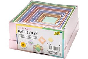 folia 3119 – Lot de 12 boîtes en carton au design rectangulaire, couleurs pastel, dans différentes tailles, bel emballage cadeau pour décorer et créer individuellement, idéal pour toutes les occasions