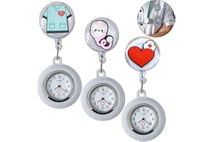 Aicharynic Orologio da Infermiera - Set di 3 Con Clip, Orologio da Taschino, Custodia in Silicone Espandibile Con Brillante
