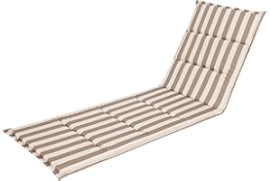 ‎PILLOWPRIM PillowPrim Auflage für Gartenliege - 185x56 cm, Polster für Sonnenliege Liegestuhl, Bequeme Polsterauflage, Auflage für Gartenmöbel in Beige mit Streifen