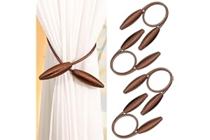 TEL CHARME * Vorhang Raffhalter 4 Stück, Gardinen Raffhalter Kaffeebraun Gardinen Halter, Vorhang Clip Gardinenhalter, Vorhang Halter Raffhalter für Gardinenklammern Vorhänge Zuhause, Büro, Dekoration,Schwarz