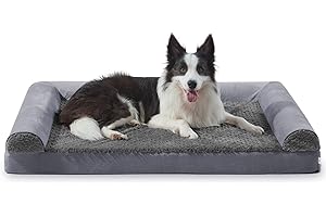 FURTIME Large Dog Bed, 89 x 64cm, Orthopedic Memory Foam, Washable, Good for Doberman, Sheltie, Border Collie, Herding Dog