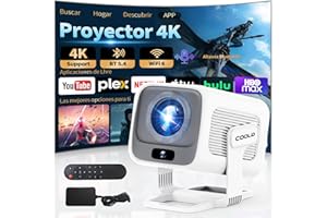 COOLID [App Integrada] Proyector Vídeo con WiFi 6 y BT 5.4, 1080P Nativo Mini Proyector Portátil,Proyector Inteligente con Autofocus y Corrección Trapezoidal Automática,para TV Stick/USB/PC/Laptop,Blanco