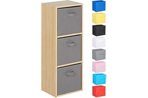 Hartleys 3 Tier Oak Cube Unit - Choice of Storage Boxes