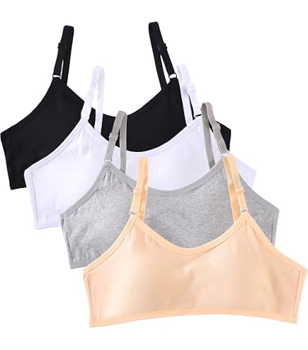 Confezione da 3 reggiseni da allenamento imbottiti in cotone morbido traspirante intimo traspirante vestibilità push up per bambini 10-16 anni, Stili 1, 10-16 anni