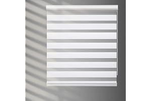 YIIBAII Day and Night Roller Blinds Zebra Blinds Blackout or Translucent Vision Roller Shades for Windows and Doors（W 120cm x L 150cm,White）
