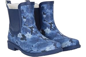 Mountain Warehouse Women’s Printed Rubber Ankle Wellies - Waterproof Rain Shoes, Soft Wool Lining, Easy to Clean, EVA Footbed Ladies Wellington Boots - for Walking