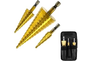 Malayas 3Pcs HSS Step Cone Drill Titanium Coated Hole Cutter Bit Set 4-12 20 32mm Tools Accessories