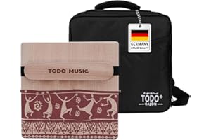 TODO Travel Cajon – Tragbares 3-Ton Box Drum mit einstellbarem Snare-System, handgefertigt inkl. Transporttasche, 40 × 36 × 11 cm (TODO 3in1 Travel Cajon Afro Oguman wood CTD-204 4-seitig)