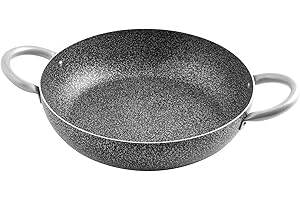 Home Family Stone Tegame Antiaderente con 2 Manici, Pietra, Nero/Grigio, 38 cm
