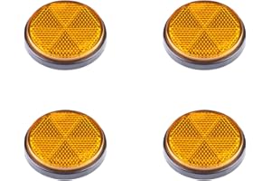 BEIJISTAR 4 x Catarifrangente Autoadesivo Rotondi Giallo, Catarifrangente Posteriore Rotondi Rimorchio, Catarifrangente per Camion Rimorchio RV Caravan