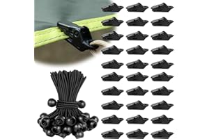 FDRJKN 45 Pack Heavy Duty Tarp Clips with Elastic Ropes, Durable Tent Clamps for Outdoor Camping, Awning Clamps for Secure Canopy and Shade Cover
