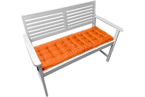 Brandsseller Cojín de Banco 140x40x4 cm – para Banco de jardín y Banco de Comedor – Impermeable, fácil de Limpiar y Acolchado Suave – Uso Interior y Exterior – Naranja