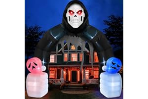 Danxilu 3,0M Arco Gigante Gonfiabile Halloween, Gonfiabili halloween Triste Mietitore Arco Luci a LED Incorporate Far esplodere Decorazioni da Giardino per all'esterno Feste Giardino Prato