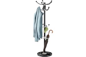 CASARIA® Perchero de Pie, Forma de Árbol, 14 Ganchos, Base Mármol, para Pasillo Recibidor Entrada, Colgador Chaquetas Sombreros Ropa Resistente Bolsos 175x37cm