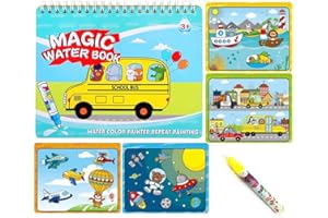 Sipobuy Magic Water Drawing Book Agua Libro para Colorear Doodle con Magic Pen Tablero de Pintura para niños Educación Dibujo Juguete (Vehículo)