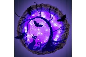 Fladdermus-dörrkransar, upplyst Halloween-girlang för entrédörr, Halloween-dekoration, 30 cm konstgjord LED för halloween dekorationslampor för utomhusbruk väggar fönster fest