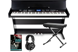 FunKey DP-88 II piano numérique noir set avec banquette de synthé, casque, méthode d'apprentissage