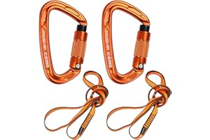 LETTO & TAILOR Lot de 2 mousquetons d'escalade et de Corde en Nylon - 2 mousquetons (certifié CE, 25 KN, Twistlock, Fermeture Rapide et Charge Lourde) et 2 Cordes en Nylon