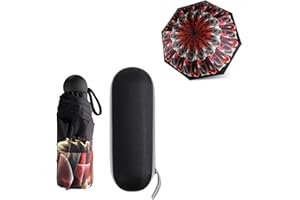 JIGUOOR Folding Travel Umbrella,8 Ribs Mini Umbrella Small UV Umbrella Anti-UV Compact Umbrella Windproof Strong Portable Pocket Umbrella with Capsule Case for Men Women
