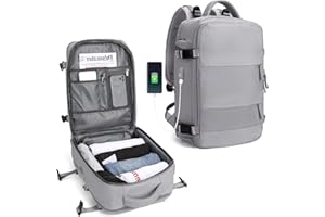 SZLX Großer Reiserucksack Damen, Handgepäck Rucksack,Wanderrucksack Wasserdichter Outdoor-Sportrucksack Lässiger Tagesrucksack Schultasche Fit 14 Zoll Laptop mit USB-Ladeanschluss Schuhfach