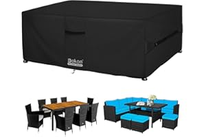 Dokon Garden Furniture Covers Waterproof Upgrade 420D Oxford Fabric Cube Patio Set Cover Weatherproof Winter Outdoor Table and Chair Cover with Air Vents, Multi-size (213x132x74cm)