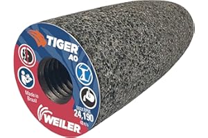Weiler 68303 Tiger AO Type 16 Round Tip Portable Grinding Cone, A24-R, 1 1/2" X 2 1/2" X 5/8-11
