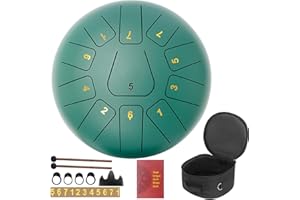 BQKOZFIN Tongue Tambor de lengua de acero C mayor para meditación, yoga, sanación sonora, con baquetas, bolsa de transporte, Fingercot (verde)