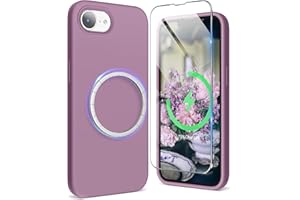 SURPHY Coque en Silicone pour iPhone 16e, Compatible avec Magsafe, Coque de Protection Complète pour iPhone 16e 6,1 Pouces, Violet Lilas