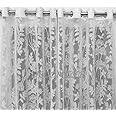 DECOMIZER Floral Tissue Net Grommet Curtains White || Net Curtains For Living Room Balcony || Sheer Net Curtain For Door 7 Feet Set Of 2 Piece - Jhaad White