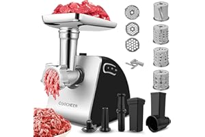 Nictemaw Electric Meat Mincer 5 in 1 Multi Food Processor with 4 Blades and 3 Stainless Steel Cutting Plates, Sausage Machine, Attachments for Cookie