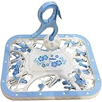 Crawl'in Plastic Cloth Drying Stand Hanger With 24 Clips/pegs | Portable Hanging Rack for Lingerie, Hosiery, Swimsuits, Baby Cloths (Rectangle, Blue)