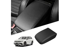 JINSENTGG Mittelarmlehne Abdeckung Kompatibel mit VW Tiguan 2 2016-2023 Auto Mittelkonsole Pad Armlehnen Auflage Armlehne Schutz Armlehnenbezüge Leder Schutzhülle (Schwarze Linie)
