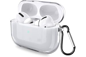 MOUYOUGLOW MOUYOU Etui Airpods Pro (2019) Miękkie etui ochronne z TPU z zaprojektowanym paskiem, odporne na wstrząsy, w zestawie taśma żelowa, bezprzewodowe ładowanie, zmniejszają żółknięcie (przezroczysta) ..