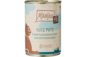 MjAMjAM - nourriture humide premium pour chats - pur plaisir de la viande - bonne dinde pure, pack de 6 (6 x 400 g), sans céréales avec supplément de viande