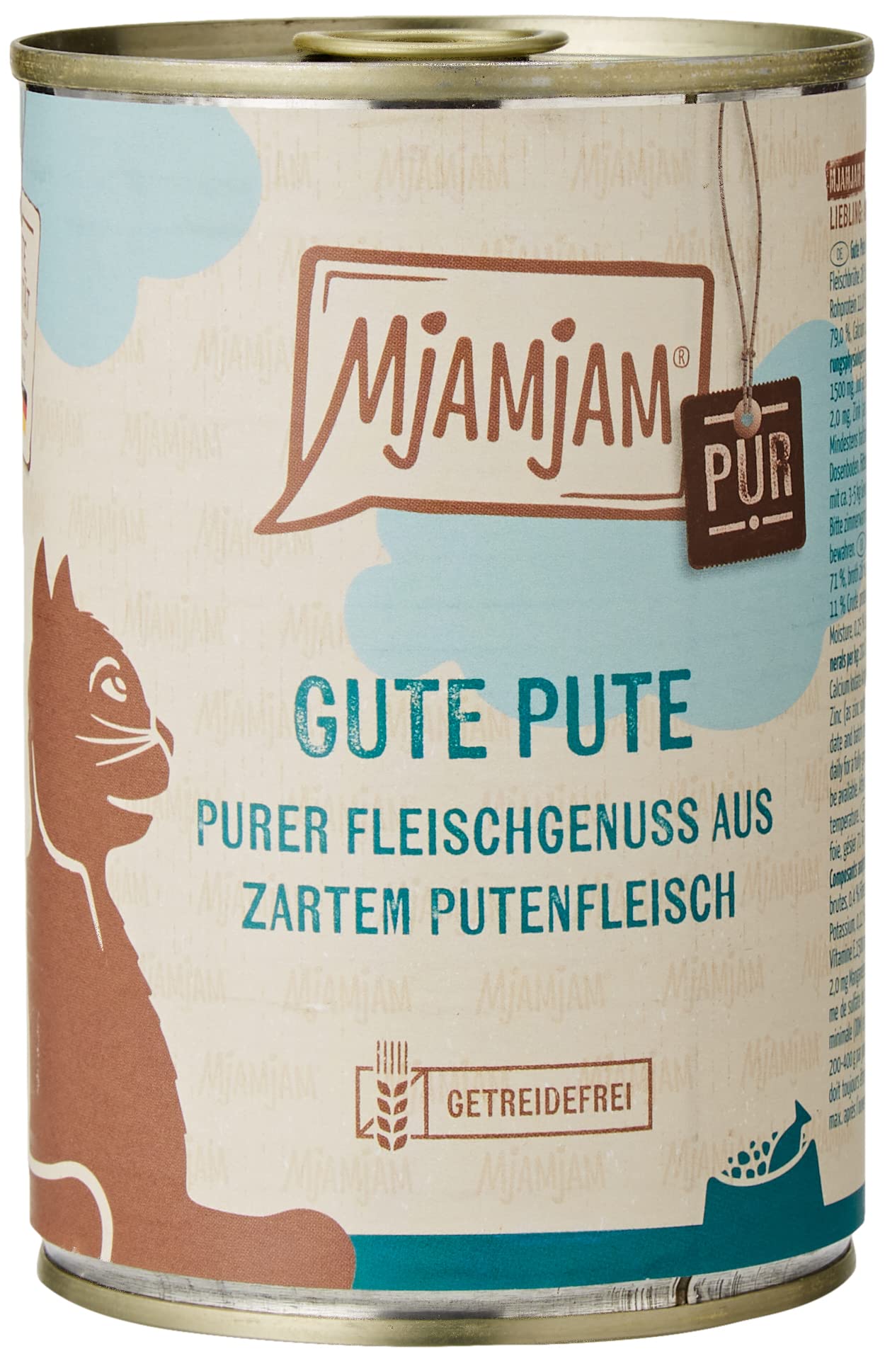 MjAMjAM - comida húmeda premium para gatos - puro disfrute de la carne - buen pavo puro, paquete de 6 (6 x 400 g), sin cereales con carne extra