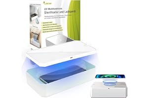 Leicke UV Desinfektionsbox Sterilisator Licht mit Induktionsladegerät, tragbares Desinfektionsgerät mit QI induktive Ladestation, UV-Reinigungsgerät für Handy, Masken, Brillen, Schlüssel, Schmuck USW.