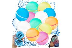 12PCS Reusable Water Balloons,CNMTCCO Fast Fillable Water Bombs,Self Closing Magnetic Spray Balls,ilicone Water Balls,For Kids,Adults, Beach,Pool Party Beach Water Toys