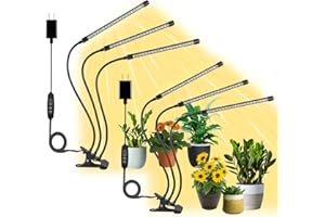 2 Pezzi Lampada per Piante, JINHONGTO Luce per Piante da Interno 60 LEDs, 3 Testa Lampada da coltivazione a spettro completo, 3 modalità e 10 livelli di luminosità con funzione timer