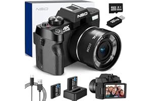 NBD S100 Digital Cameras for Photography, 48MP 4K Vlogging Camera with 180° Flip Screen,WiFi, 60FPS Autofocus Travel Camera,Compact Camera 32GB TF&2 Batteries Included,Beginner-Friendly