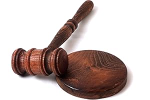 HeraCraft Rustic Gavel & Round Shaped Sound Block - 11'' Inch - Handmade Wood Mallet for Lawyers and Judges Auction Mallets - Excellent Office Decor Handmade Polished Gloss Finish