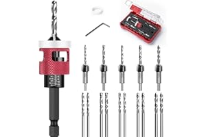 MTCHAVNO 15 Pezzi Punta da Trapano Svasatore per Legno, Set di Punte da Trapano per Svasare, Punte Regolabile per Svasatura per Legno, per Falegnameria, Attacco Esagonale da 1/4", Svasatura a 82°, HSS-M2