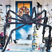 Araignée Géante Halloween - 90/125/150 Cm - Poils Noirs, Yeux Rouges - Décoration Extérieure Effrayante - Jambes Réglables
