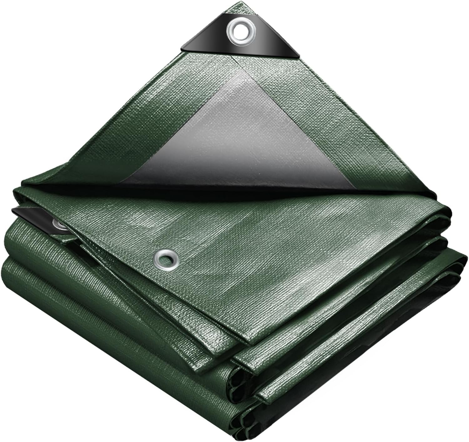 VOUNOT® Bâche de Protection en Polyéthylène 240g/m² Imperméable Ultra Lourde et Résistante Revêtue des Deux Côtés avec Oeillets en Aluminium Vert et Argent 4x6m
