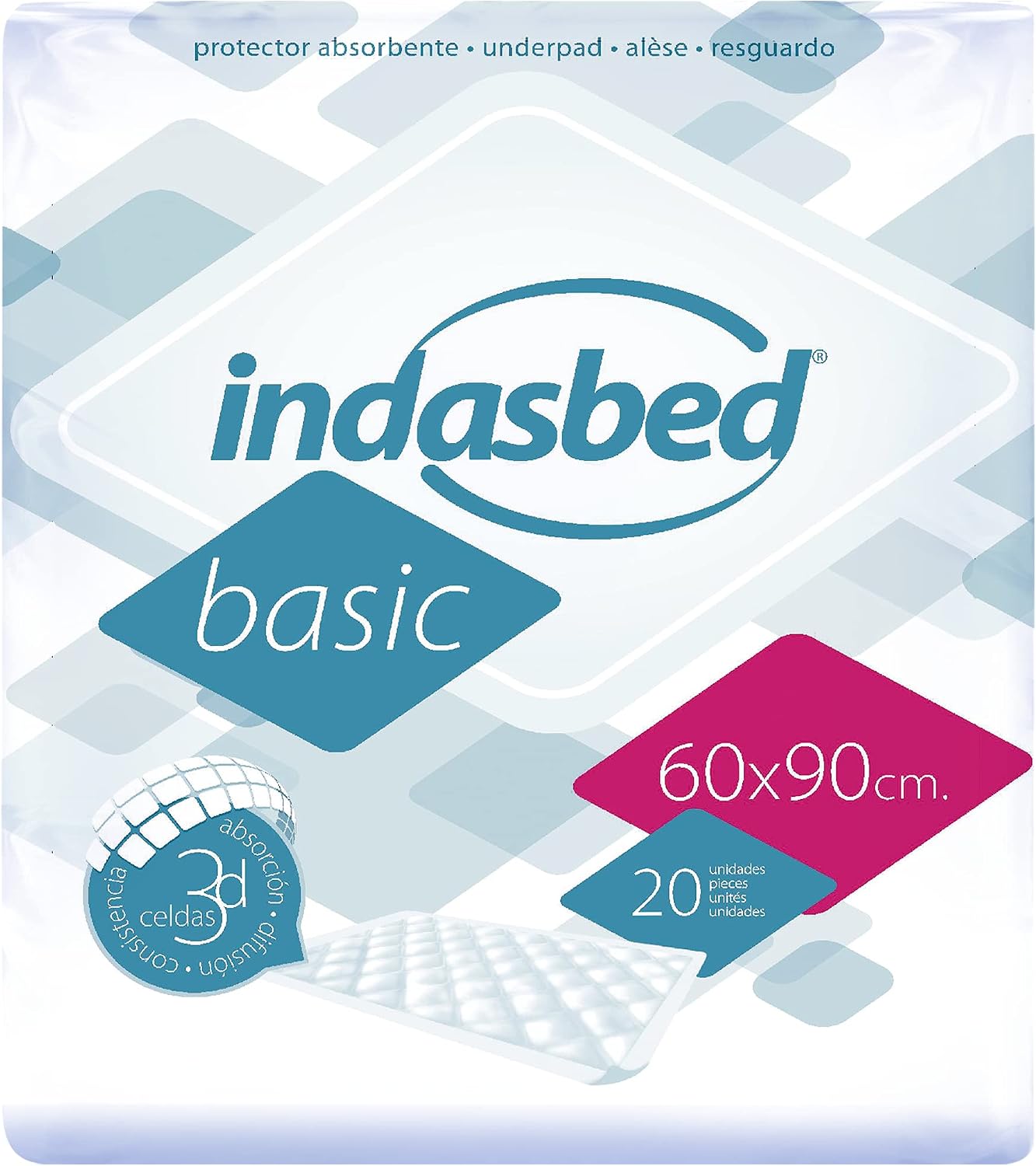 Indasbed Basic Protector Cama, 60 x 90 cm - Color Blanco, 20 Unidades (Paquete de 1) (El embalaje puede variar )