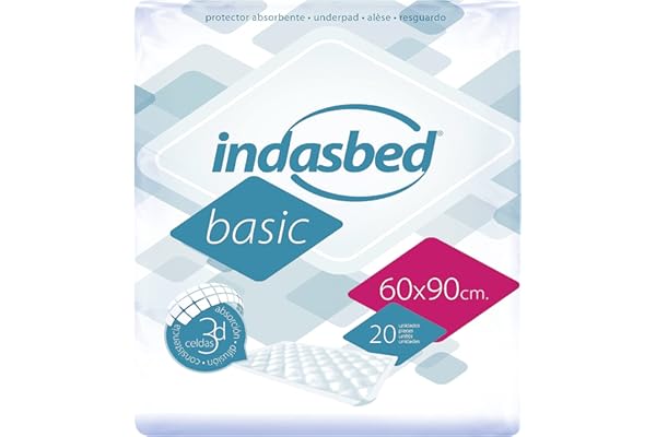 Indasbed Basic Protector Cama, 60 x 90 cm - Color Blanco, 20 Unidades (Paquete de 1)