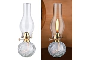 Vegena Lampa naftowa do wnętrz – lampy olejowe ze szkła – retro nostalgia, przezroczysta, regulowana jasność, wiatroszczelna, dekoracyjna lampa olejowa do salonu, jadalni, do użytku awaryjnego