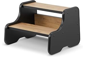 defiPad Tritthocker mit 2 Stufen | Holzhocker für Kinder | Kindertreppchen Schemel | Kindermöbel für Bad, Küche, Kinderzimmer ab 2 Jahre | Toilettenhocker | Hocker Holz | Kinderzimmer Möbel |