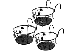 NILICAN Paniers de jardinière à Rail Suspendu Paniers de Fleurs Suspendus en Fer forgé pour balcons à la Maison, Produits en Fer pour Plantes cultivées à la Maison (Noir)