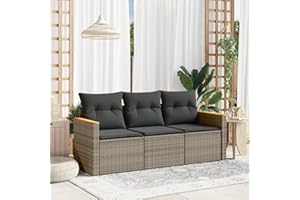 Festnight Balkon Sofa mit Stauraum Rattan Sofa Gartensofa 3 Sitzer Lounge Sofa Outdoor Rattansofa Sitzecke Balkon Lounge Klein Couch Gartenlounge Polyrattan Balkonmöbel Gartenmöbel