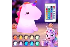 ONE FIRE 【Opakowanie prezentowe】Prezenty bożonarodzeniowe dla dzieci, 16 kolorów, 5 jasności, lampka nocna dla niemowląt, prezent dla dziewczynek, lampka nocna na baterie, Kawaii do pokoju dziecięcego,